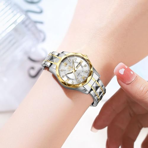 OPK Women's Bling Diamond Business Dress Watches - Stainless Steel, Easy to Read, Luminous & Waterproof Ladies Wrist Wat