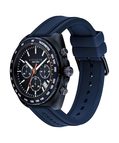 Coach Men's Quartz Chronograph Watch, Silicone Strap, Water-Resistant up to 3ATM, Sporty and Stylish, Gift for Him - 4|5