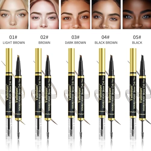2-in-1 Double Head Eyebrow Pen and Gel for Waterproof Brow Makeup - Dark Brown for Natural Look Makeup
| Waterproof Dua